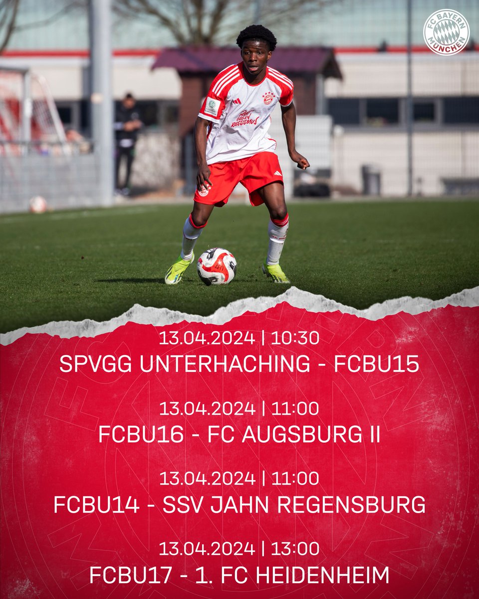 Am Samstag ist einiges geboten! ✌️ 📋 Das steht am Wochenende für die Jugendmannschaften des #FCBayern an. 👇 #FCBU17 #FCBayernCampus #MiaSanMia