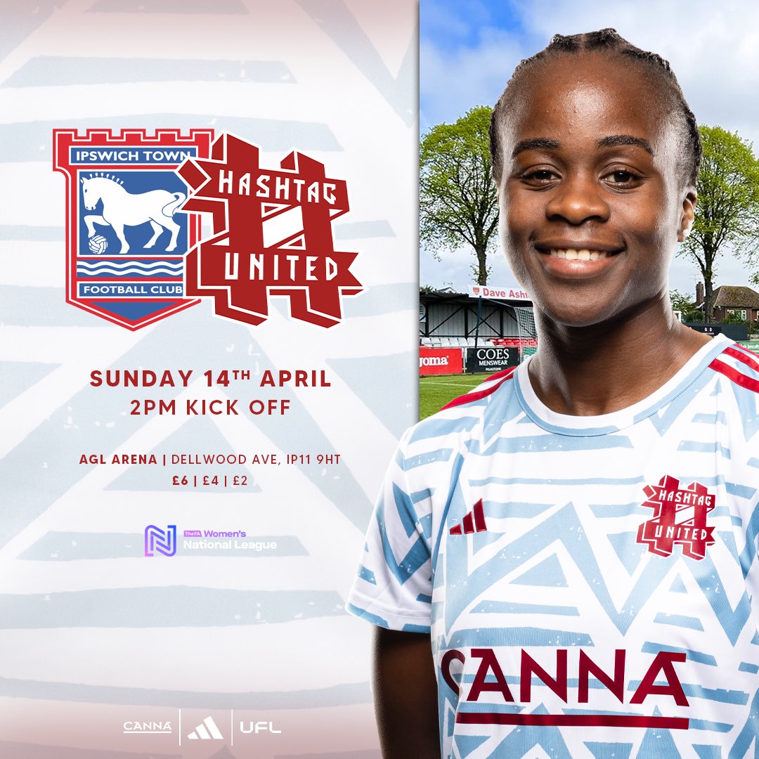 NEXT MATCH 🆚 @ITFCWomen (5th) | @FAWNL 🏆 Fresh from our double triumph we face Ipswich in the rearranged fixture as we look to cement 🥈 place in the league 🙌 📆 Sunday 14th APR ⏰ 2PM 🏟️ AGL Arena 📍 Dellwood Ave, IP11 9HT 💷 £6/4/2 🎟️ tickets.itfc.co.uk/en-GB/events/i… #UPTHETAGS