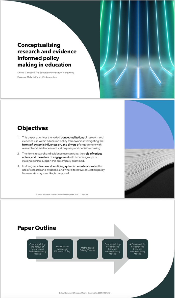 Looking forward to presenting later as part of the @ICSEIglobal symposium - ‘Global Perspectives on Research and Evidence-Informed Policy Making: Purposes, Processes, and Possibilities’ Join us: 4:55pm, Salon B, L5 of the Marriott. @AmandaDatnow @jamespspillane #AERA2024