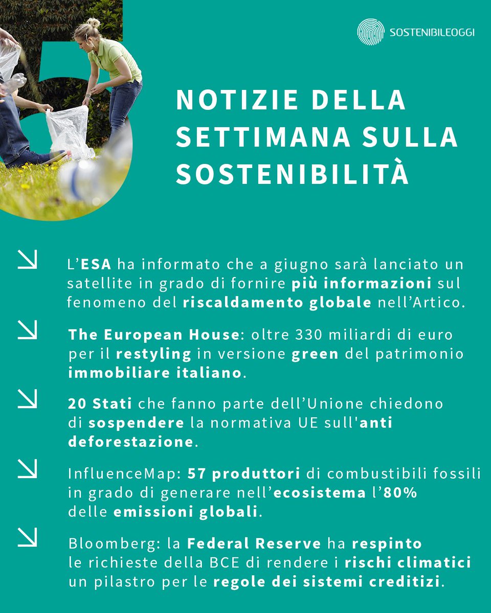 Le 5 notizie della settimana sulla #sostenibilità firmate #SostenibileOggi: bitly.ws/3hUsh