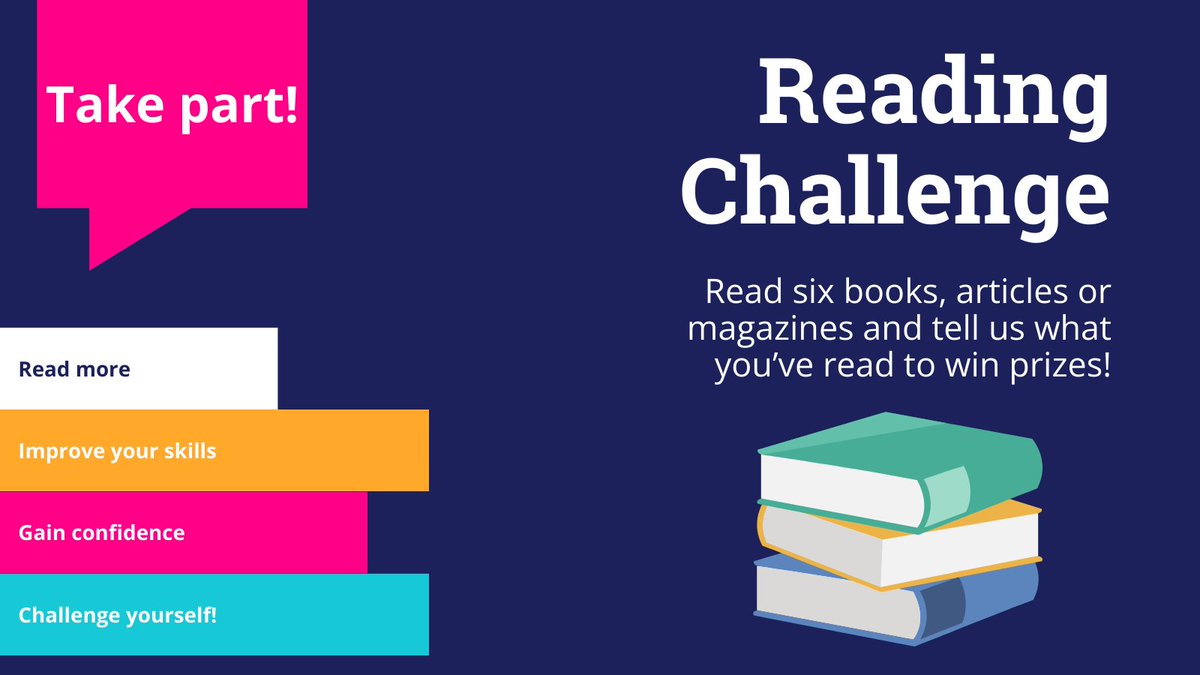 Our learner Reading Ahead Challenge 📕 Simply read six books, articles or magazines and share what you have been reading to win prizes! You can also take part in the various book swaps that are happening at our centres if you need to refresh your reading material. 🔁