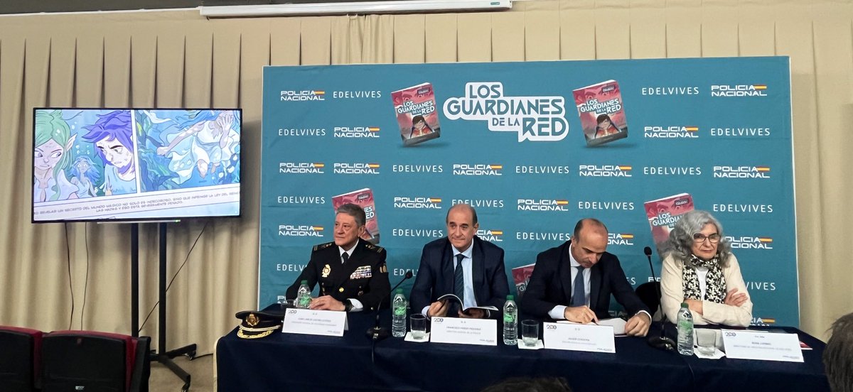 Hoy, apoyamos a @Edelvives en la presentación del protocolo de colaboración con @policia para educar en la relación con las redes sociales e internet y prevenir el #ciberacoso. Primera acción, el cómic #LosGuardianesDeLaRed Directo youtube.com/live/fE4xsnXm8… #menores #ciberseguridad