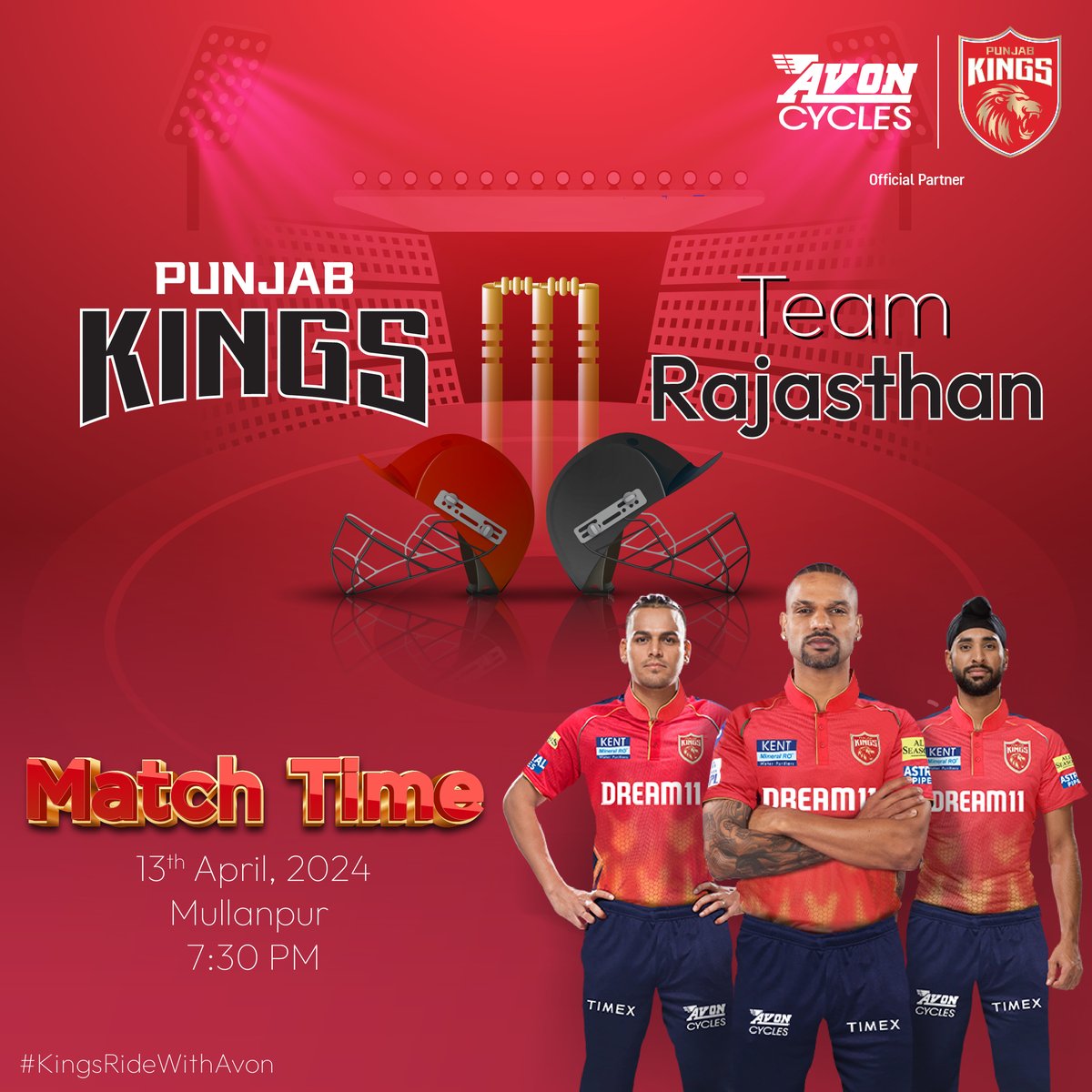 Sending our best wishes to the Punjab Kings players as they gear up for their match against Rajasthan tomorrow in Mullanpur! Bring home the victory, #JazbaHaiPunjabi #SaddaPunjab #PBKSvsRajasthan #T20Match #KingsRideWithAvon #JazbaHaiPunjabi