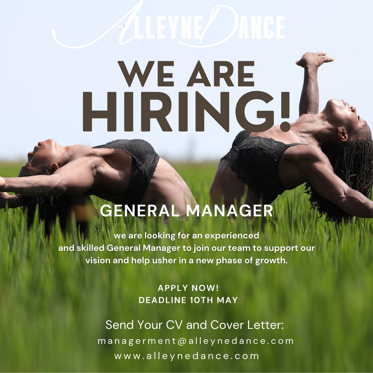 NEW OPPORTUNITY 🚨 The General Manager will lead on the operational management across Alleyne Dance’s artistic portfolio as well as supporting delivery of the company’s strategic developmental plans. alleynedance.com & head to the OPPORTUNITIES page 📸 @avidalet