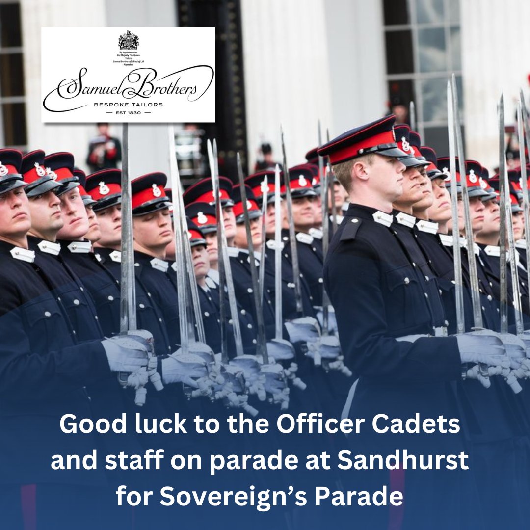 Good luck to the Officer Cadets and staff participating in the Sovereign's Parade at Sandhurst today. We take great pride in offering our support to the Cadets and Staff at the Royal Military Academy Sandhurst 

#Uniforms #Sandhurst #Tailors #ServetoLead #Pride #UKBusiness