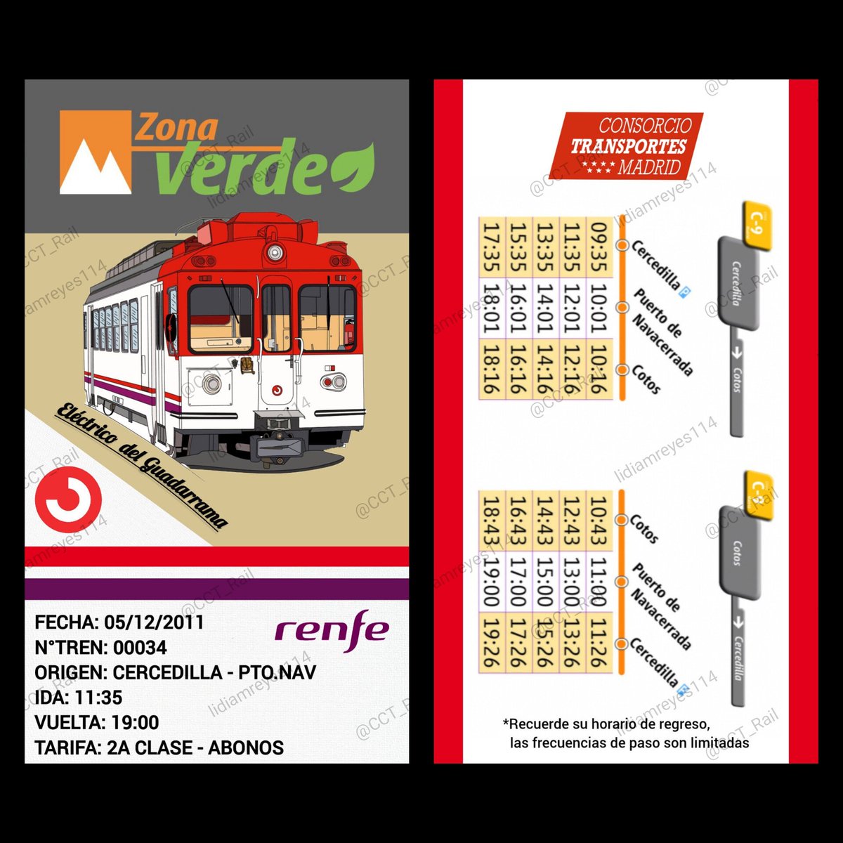 Nueva propuesta de billete ficticio para <a href="/Renfe/">Renfe</a> <a href="/CercaniasMadrid/">Cercanías Madrid</a> sobre la linea #C9. Nuestro Eléctrico del Guadarrama 🚞
Billete elaborado en colaboración con <a href="/lidiamreyes114/">Lidia moreno reyes</a> , hace unos dibujos muy chulos y en este caso ha quedado muy bien el diseño 😄