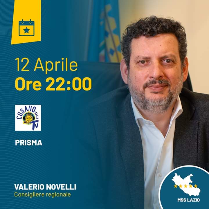 Stasera alle 22 sarò ospite della trasmissione Prisma su <a href="/CusanoTv/">Cusano Media Group</a> Vi aspetto.

#M5S #Movimento5Stelle #intervista #TV #cusanotv #m5slazio #regionelazio