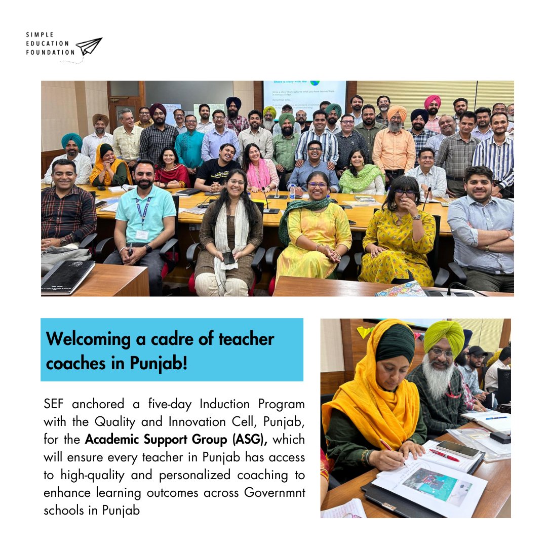 #CapacityBuilding for Mentor Teachers in Punjab! In collab. w/ the Govt. of Punjab, we kickstarted the Academic Support Group with a 5-Day Induction Program. SEF collab. w/ the Govt. teams to induct a group of District Resource Coordinators as coaches for teachers in Punjab.