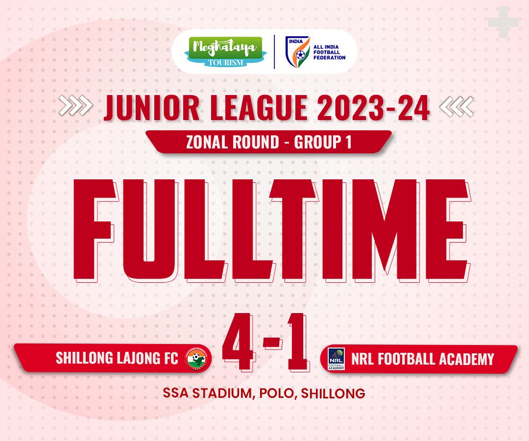 Our U15 Reds defeated NRL Football Academy by 4-1 in today’s match of the AIFF Junior League 2023-24. 👏🏻

#U15ileague #shillonglajong #lajong #shillong #meghalayatourism #meghalaya #sarongiakalajong