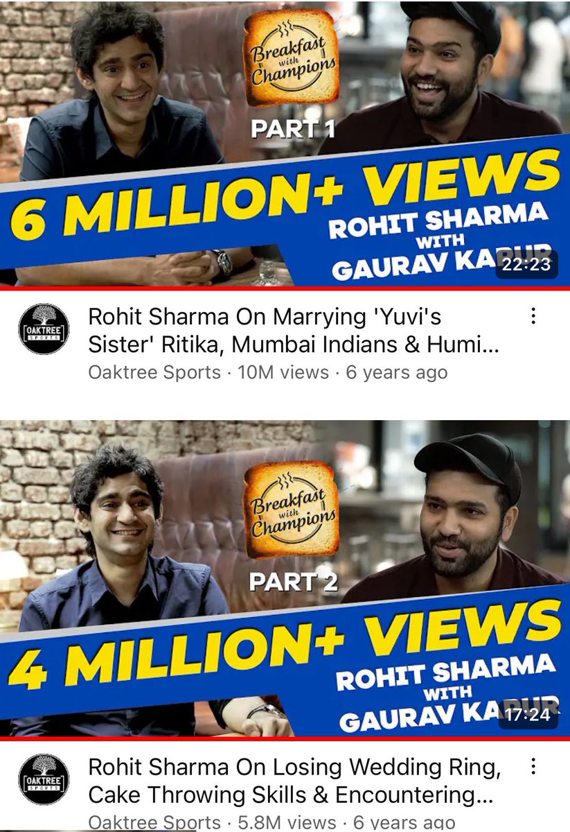 GeorgiOrwell's tweet image. @gauravkapur is one person who has captured Rohit Sharma’s essence most beautifully.
Now #breakfastwithchampions is like a series where you can watch his journey from a young player and newly married guy to the Indian captain and father of a daughter!
@OaktreeSport @neeravghosh