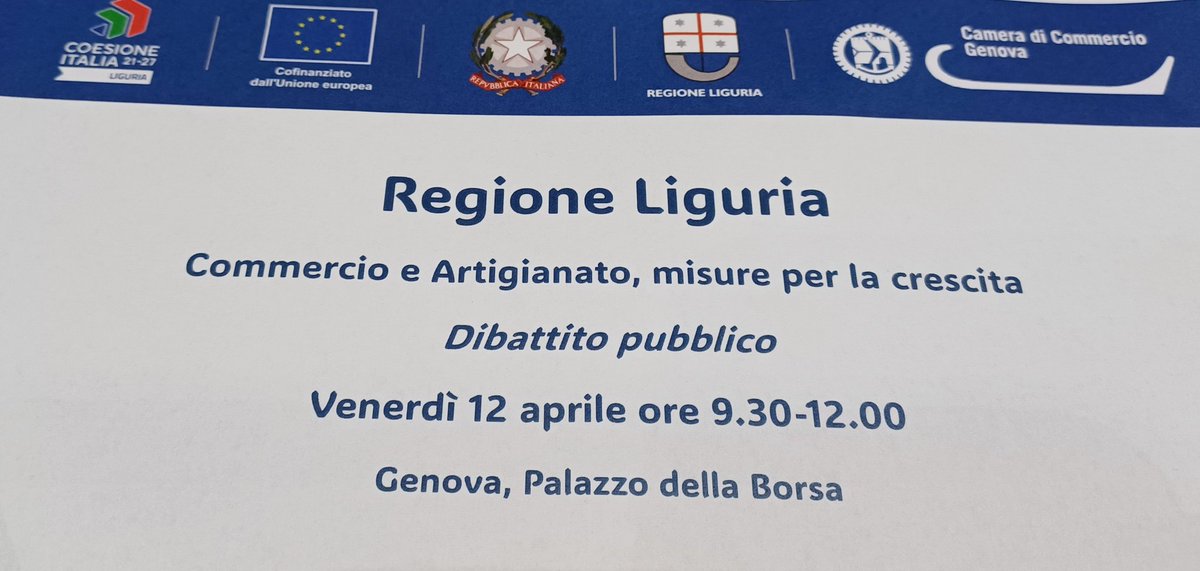 ConfesLiguria's tweet photo. All'iniziativa di @RegLiguria per le imprese del #commercio e #artigianato con @alessiopiana1 @ScajolaM #AugustoSartori https://t.co/QafZAqfv3U