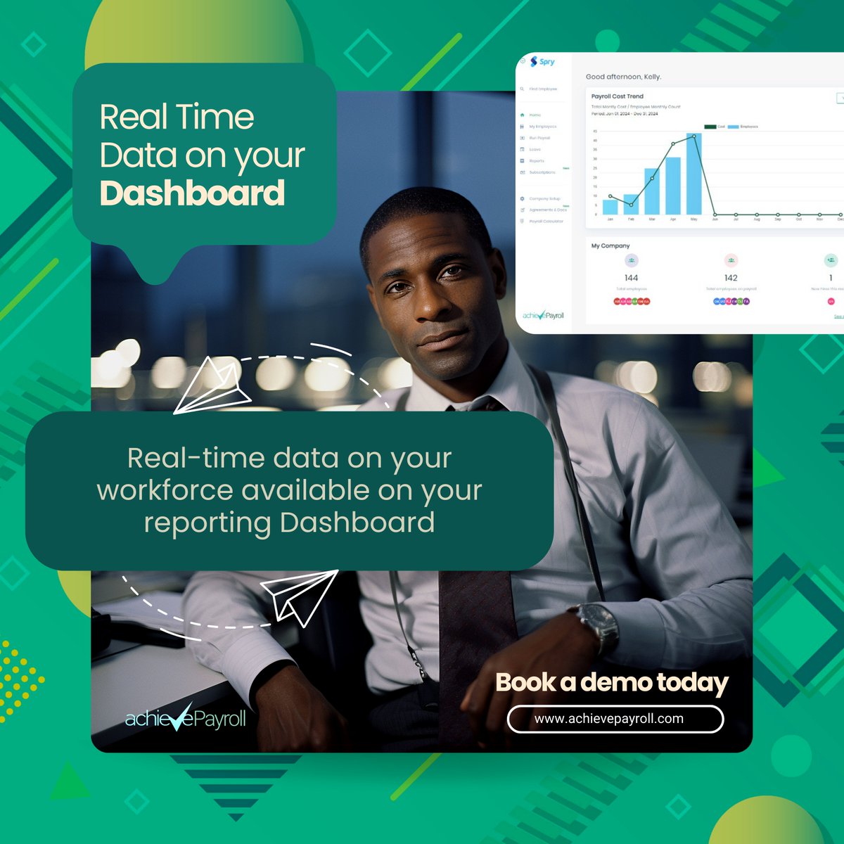 Don't settle for outdated payroll systems. Switch to achievePayroll and access real-time data insights for smarter, more agile decision-making.