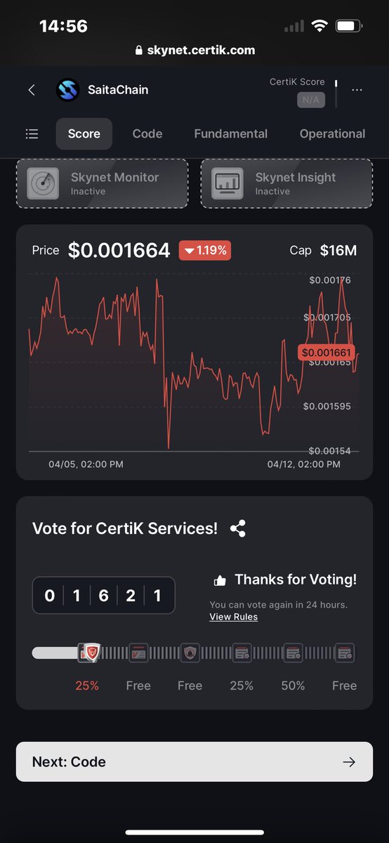 @UpsideVision @SaitaChainCoin @CertiK @CertiK #CertiK 

#Vote4SaitaChain on #CertiK 

My vote is done, rinse and repeat in 24 hours and have your family and friends do the same. BOOM!!!