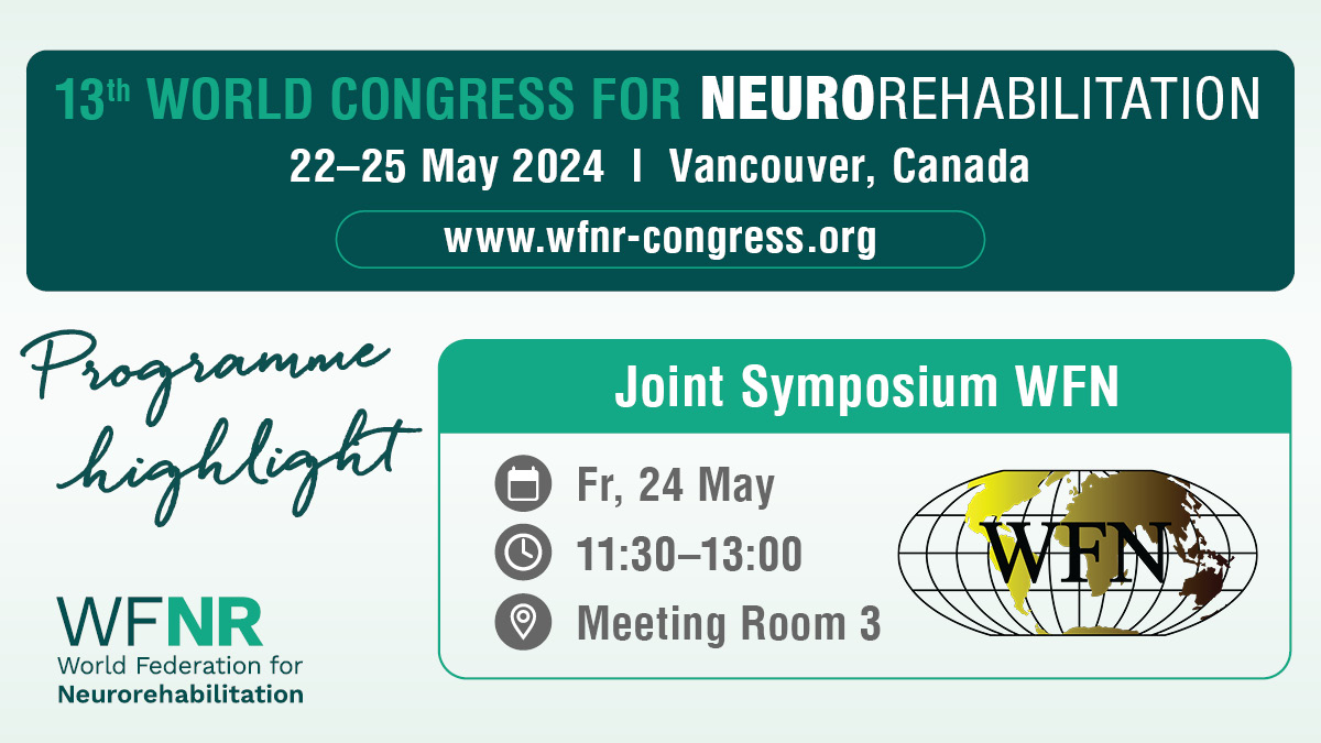 We are thrilled to once again welcome international societies as partners this year.🤝Dive into the programme of the Joint Symposium of the WFN & WFNR.
You can find all details here: programme.conventus.de/en/wcnr-2024/p… #WFNR #WCNR2024 #neurorehabilitation #neurorehab #neurology #rehab