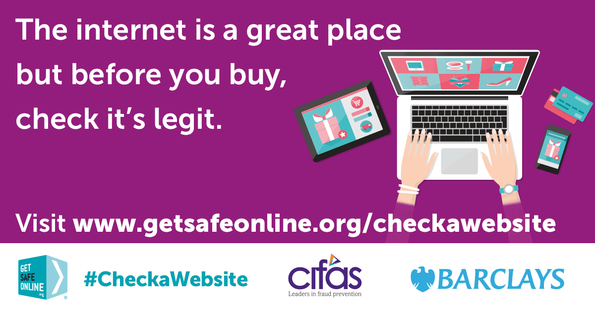 Before buying gig, festival or sports tickets online, check that the website is genuine (carefully enter the address yourself, not from a link) and secure (‘https’ and a locked padlock) and log out when you’re done. Check the site at getsafeonline.org/checkawebsite #TicketFraud