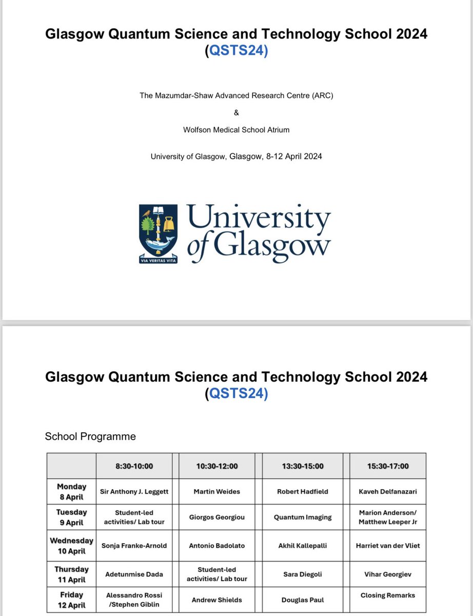 Day 5 of the 2nd @UofGlasgow Quantum Science and Technology School: gla.ac.uk/events/confere… started with two excellent lectures on Quantum Metrology!