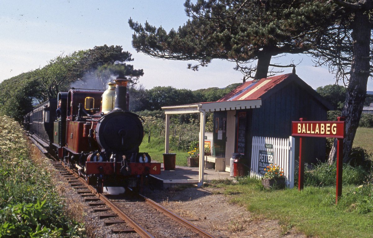 Flashback Friday: A delightful scene at the remote Ballabeg station in the Isle of Man, with No. 4 'Loch' and No. 10 'G.H. Wood' on a Douglas-Port Erin train in the summer of 1993.