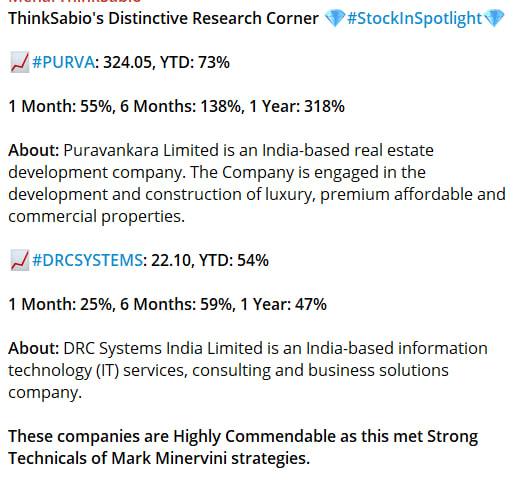 ThinkSabio's Distinctive Research Corner-Stock In Spotlight:
#PURVA #DRCSYSTEMS

Please Explore Our Report Here:
thinksabio.in/reports?report…...

#MarkMinerviniStrategy #StockWatch #ThinkSabioIndia #IndianStockMarketLive #Investing #EquityTrading #StockMarketInvestments