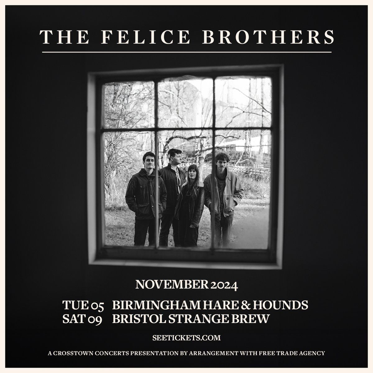 Tickets are on sale now for the The Felice Brothers at @hareandhounds and @strangebrewbriz. crosstownconcerts.seetickets.com/artist/the-fel…