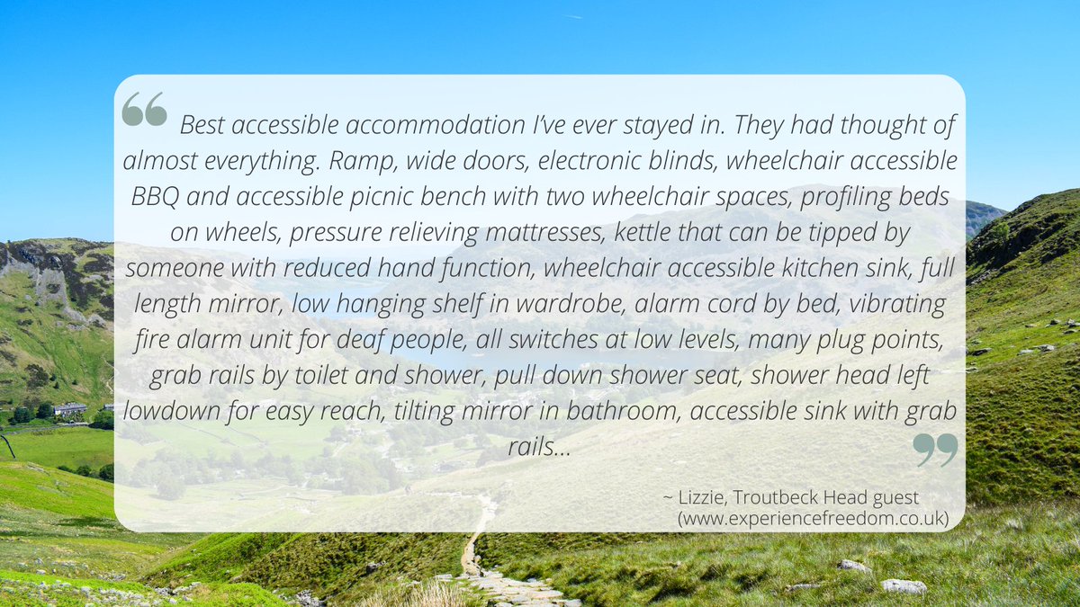 'Best accessible accommodation I've ever stayed in.'

Reviews like this are why we do what we do! ☺️
The guys at Troutbeck Head do a fab job of looking after the accessible pod there 💕

#AccessibleTravel #ExperienceFreedom #Glamping