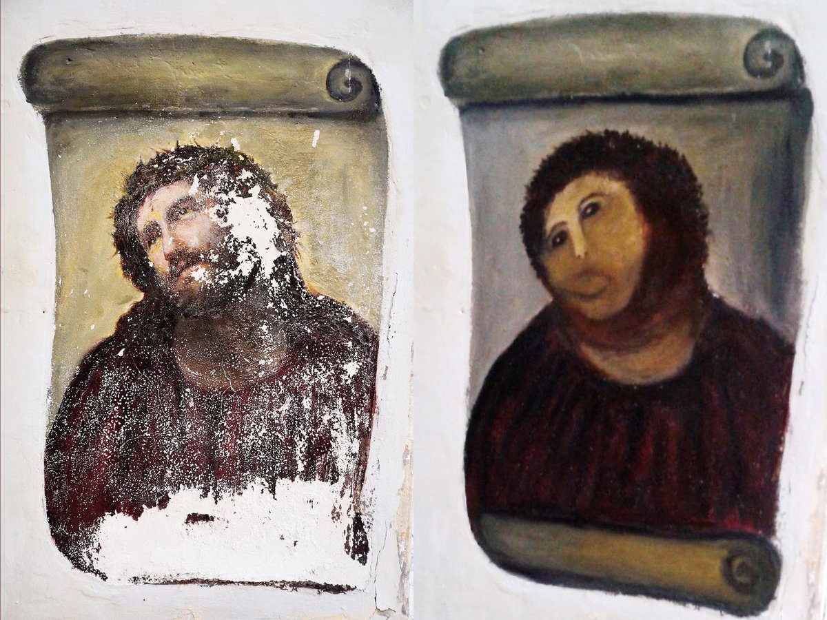 Art restoration rarely makes headline news — except when it goes disastrously wrong. As with the now-iconic, honest attempt of a lady from Spain to restore a painting (a project she never had time to finish) in her local church: