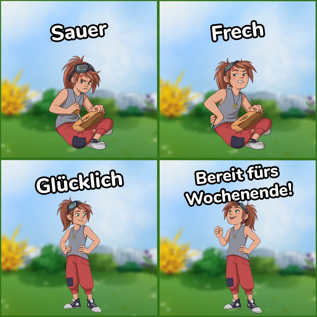 Welche Lily bist du heute? 

Also wir sind ganz klar... bereit fürs Wochenende! 😎

🔗 "Die Abenteuer von Lily &amp; Leo" hier herunterladen: linktr.ee/cubidoo

#indiegame #kidsgame #lesen #kinderspiel