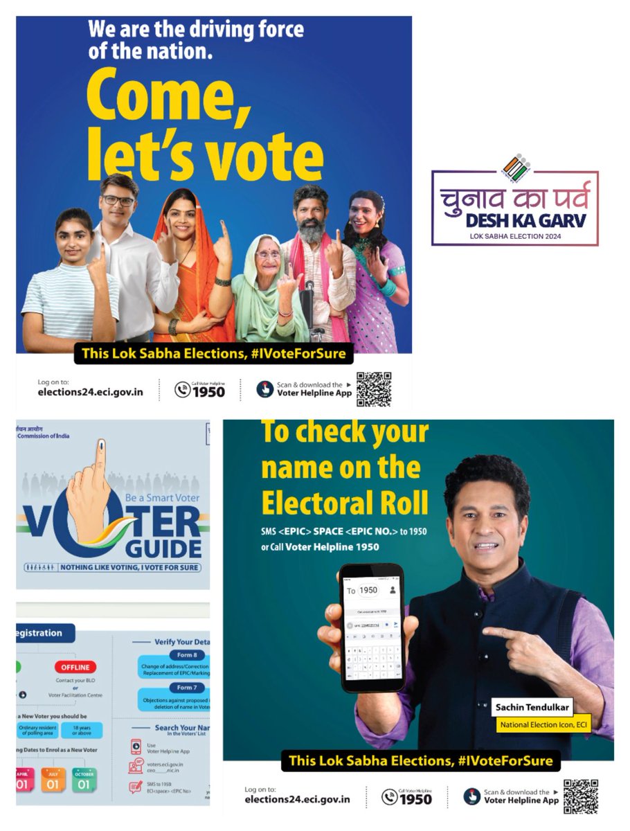 'Voter Awareness'
In order to reiterate the importance of every vote and to create Voter Awareness the Election Commission of India (ECI) has shared creatives on Voter Awareness including Voter's pledge, TVCs, short films etc.