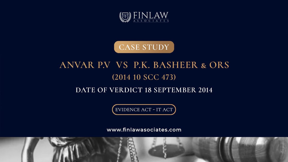 The '2011 Kerala Assembly election' case, with Anvar P.V v. P.K. Basheer, alleges corrupt practice by the winning candidate's election agent. 
Read the full case study. tinyurl.com/46ae45px
#finlawassociates #Section65A #Section65B #ElectronicRecord #KeralaHigCourt