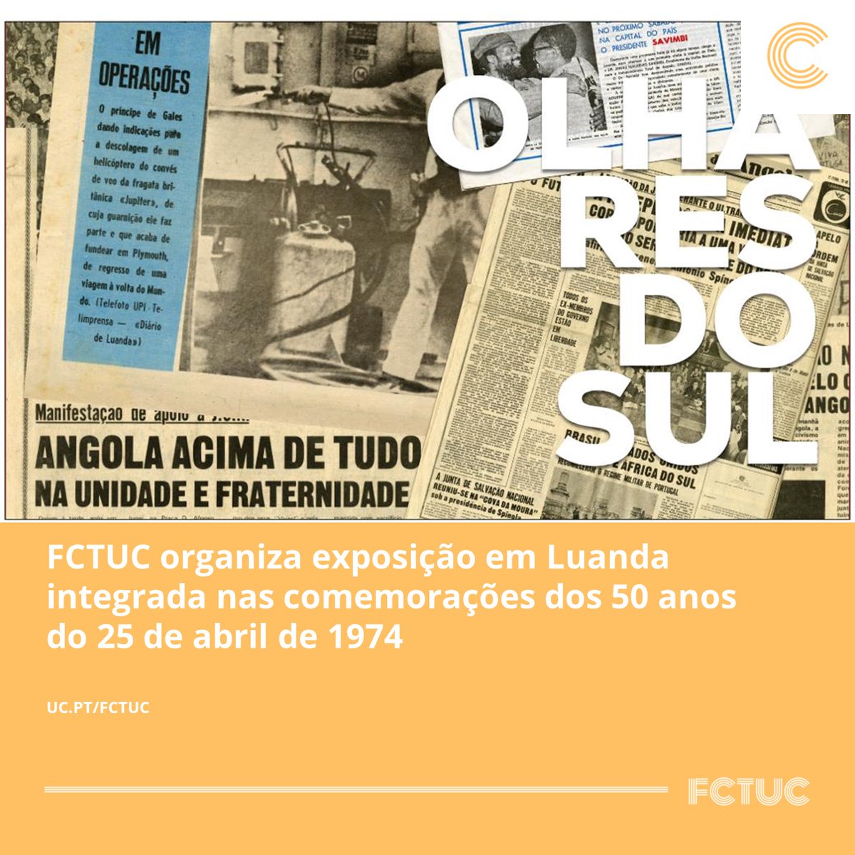 FCTUC organiza exposição em Luanda integrada nas comemorações dos 50 anos do 25 de abril de 1974. Leia toda a informação em: uc.pt/fctuc/noticias…