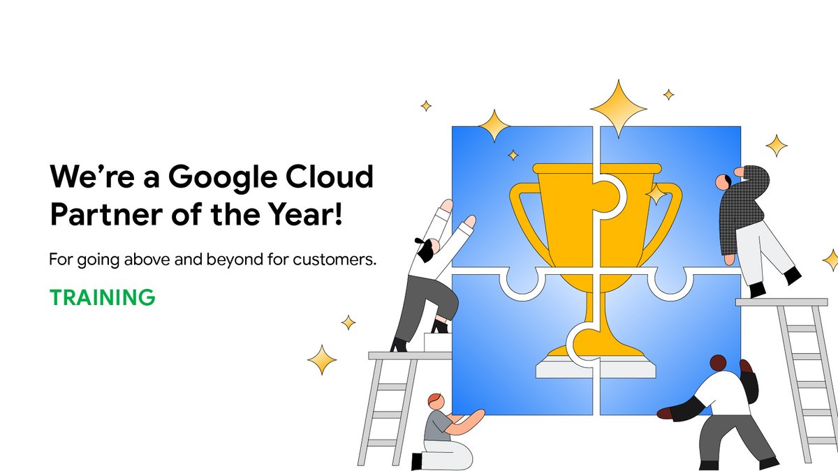 We’re beyond excited to be named a #GoogleCloudPartnerAwards winner for Training! We’re recognized for providing exceptional training and enabling customer success.