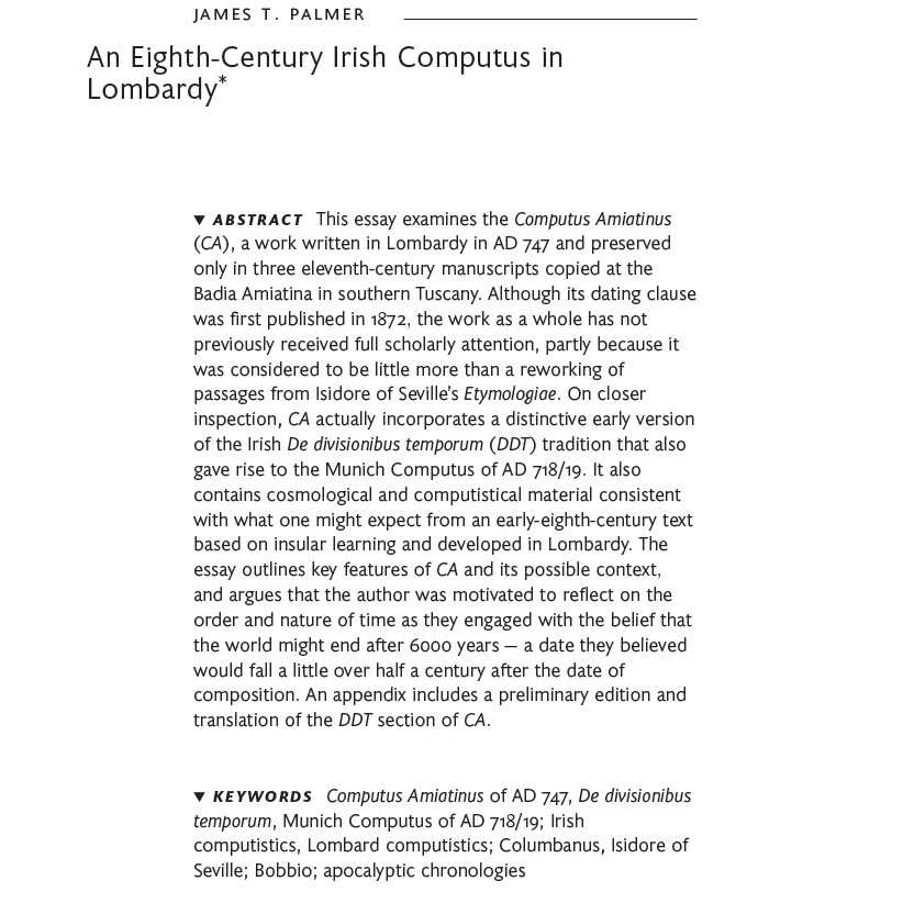 New article out in the book 'Pre-Carolingian Computus and its Regional Contexts'! Includes the horror of my first attempt at an edition of a text... brepols.net/products/IS-97… #medieval