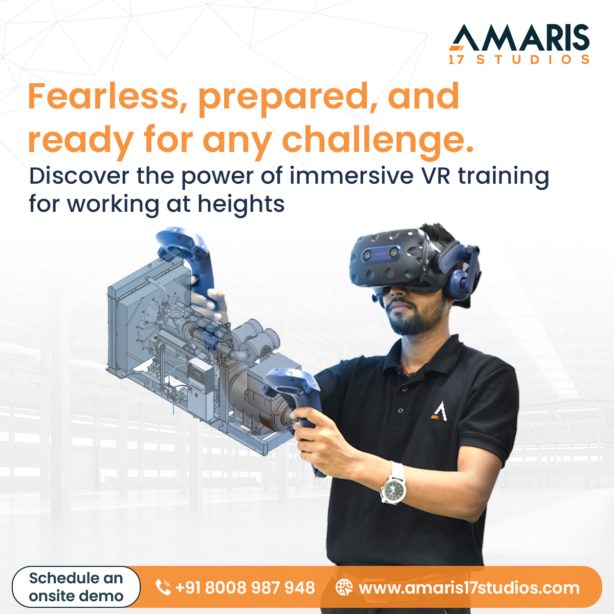 Fearless, prepared, and ready for any challenge. Discover the power of immersive VR training for working at heights

For Onsite Demo
📱 +918008987948 📧 info@amaris17studios.com 🌐 amaris17studios.com

#safetyfirst #vrtraining #workplacesafety #vrtraining #hazardawareness