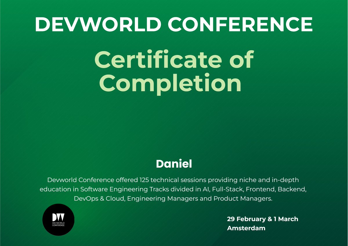 danielkoller84's tweet photo. I joined Devworld Conference 2024 in the RAI Amsterdam! Missed out? The Devworld Replay including the Release of all talk sessions takes place on 25 &amp; 26 April. Sign up right now via https://t.co/ZpPGT2bGat
#devworldconference #devworld https://t.co/Iebzhq8HmX