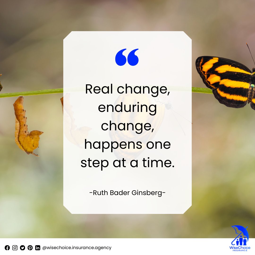 Genuine change, enduring and impactful, evolves step by step. 🌱

#ChangeForGood #TransformationJourney #SmallStepsBigImpact 
.
Find us at wisechoiceinsuranceagency.com
Or contact us on Whatsapp at 0985214269.