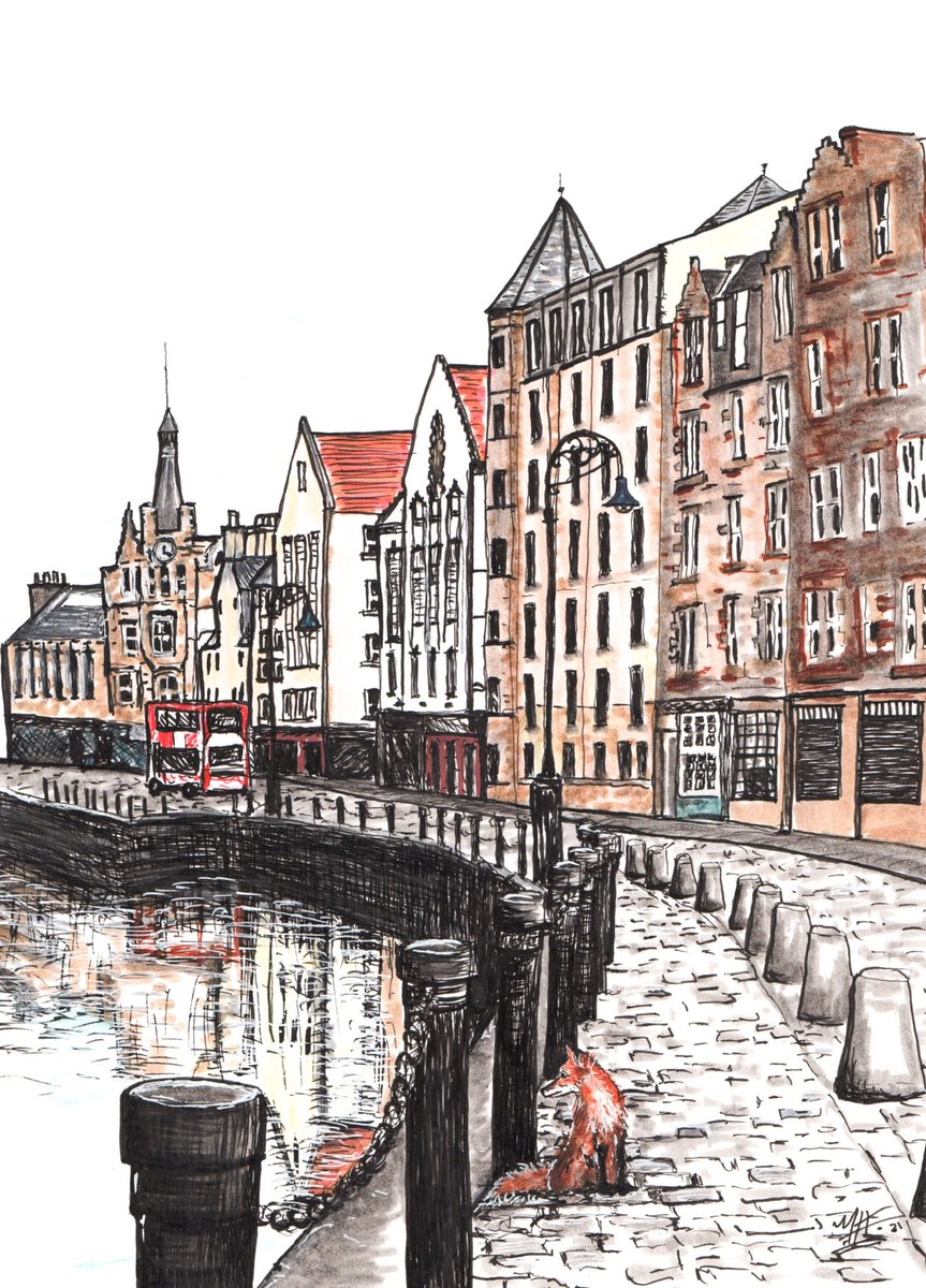 EdinburghFoxInk's tweet photo. #throwbackthursday is a bit later today than my usual time but it’s one of my bestseller pieces. It’s been available as cards, prints, coasters etc. Available locally and Etsy. #throwback #thursdaythrowback #edinburgh #theshoreleith #leith #localartist #edinburghfox https://t.co/KaetQd6Ock