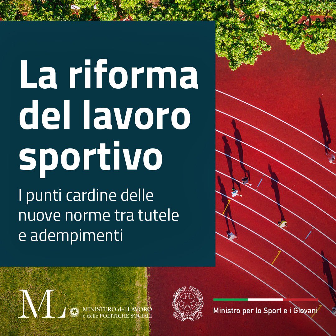 Una disciplina unitaria per i rapporti di lavoro nel settore sportivo. 🔎Leggi il vademecum del Ministero del Lavoro e delle Politiche Sociali e del Ministro per lo Sport e i Giovani. 🔗sport.governo.it/it/attivita-na… @MinLavoro @andreaabodi