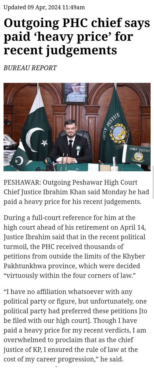 As Chief Justice Ibrahim Khan retires from the Peshawar High Court, I would urge him not to regret at all not being elevated to the Supreme Court. He has achieved something much, much bigger than a simple elevation. He has achieved a place on the right side of history, in what…