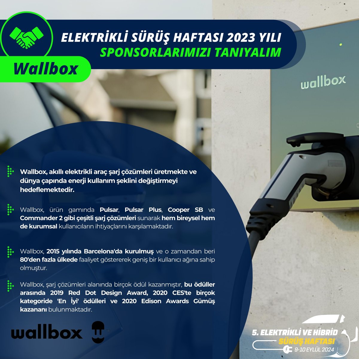 Wallbox, İspanya menşeili bir şirket olarak, akıllı elektrikli araç şarj çözümleri üretmekte ve dünya çapında enerji kullanım şeklini değiştirmeyi hedefliyor. @ehcars #elektriklisürüşhaftası #elektrikliaraba #electriccars #hybrid @wallboxchargers #wallbox