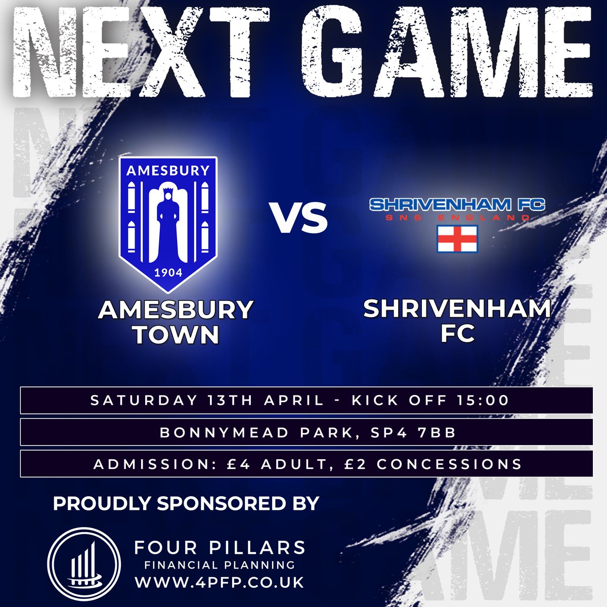 𝗡𝗘𝗫𝗧 𝗨𝗣 This Saturday we return to league action as we face Shrivenham FC at Bonnymead Park Printed programme📖 Bar open🍺 🔵⚪️🔵 🆚: @ShrivenhamFC 🏆: @WiltsLeague 📌: Bonnymead Park, SP4 7BB ⏰: 15:00 💵: £4 Adults, £2 Concessions