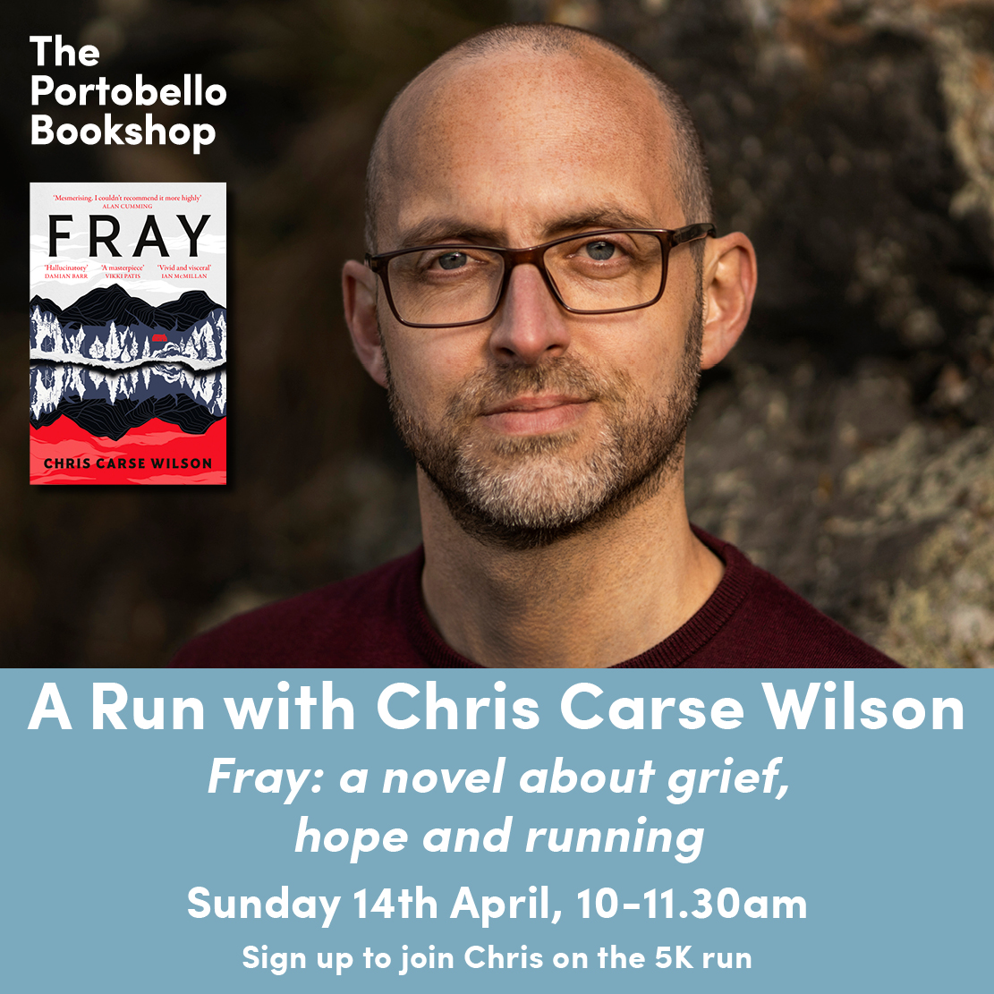 This Sunday, 10am! Come and join me for a relaxed 5K run from @PortyBooks along the promenade with readings from Fray. Easy, conversational pace with support from @fitandhappyPT. All runners welcome! Book now: theportobellobookshop.com/events/a-run-w…