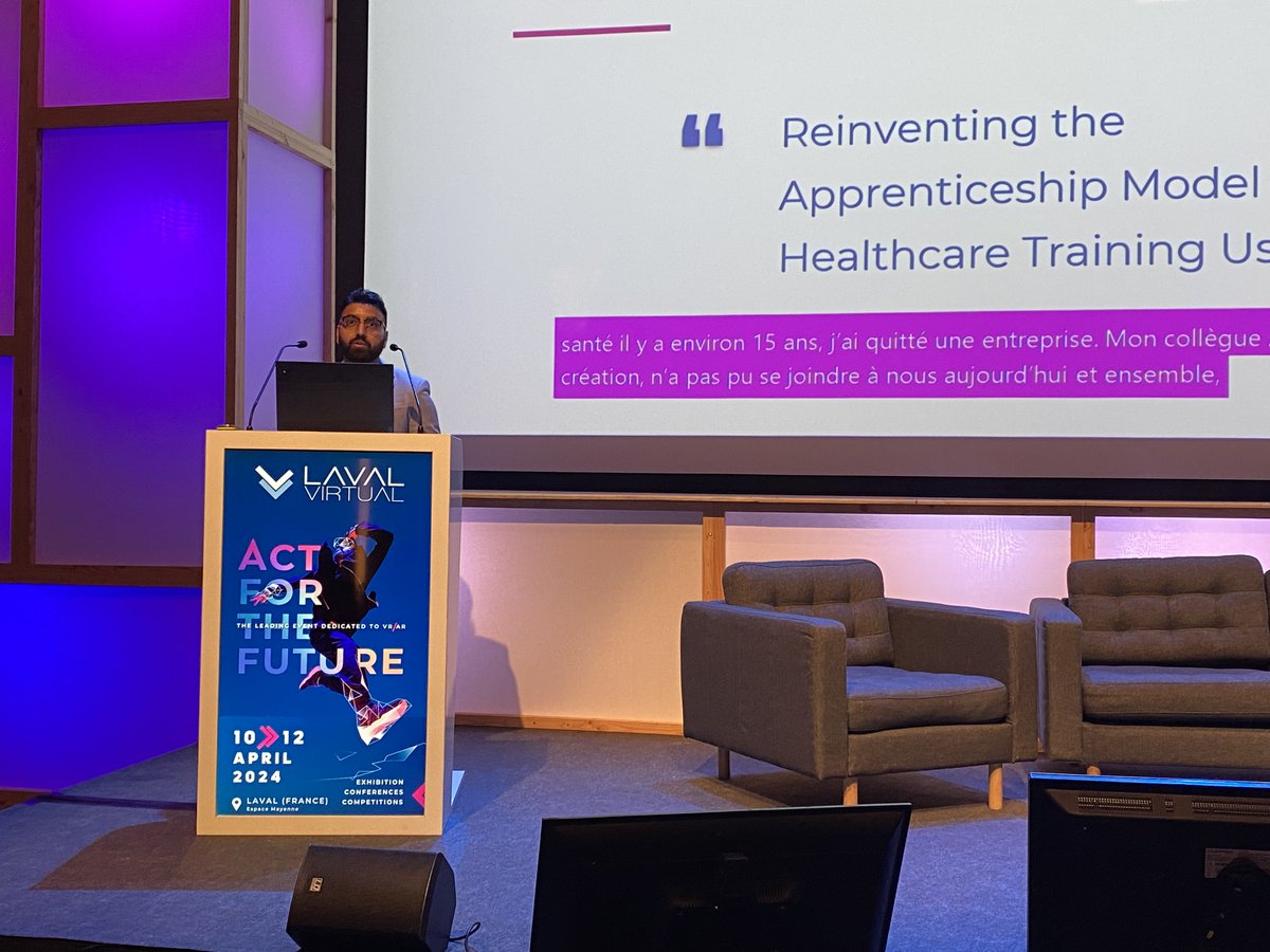 #4 / HOW CAN #XR IMPACT THE FUTURE? 
🎤 Let's continue with <a href="/KahlonJagrup/">Jagrup Kahlon</a> from <a href="/VantariVr/">VantariVR</a>  

Jagrup will talk about "Reinventing the #Apprenticeship Model in #Healthcare"  

#LavalVirtual #Technology