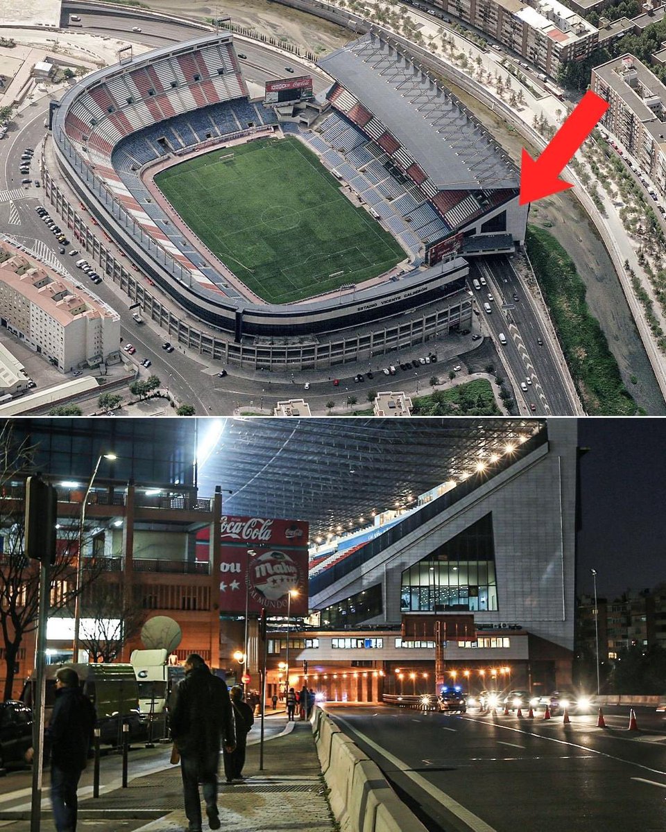'Атлетико Мадрид' клубийн хуучин цэнгэлдэх хүрээлэн болох 'Висенте Кальдерон' нь хурдны зам дагуу баригдсан байдаг бөгөөд үзэгчдийн суудлын нэг хэсэг нь уг авто зам дээр баригджээ. 🏟️🛣️