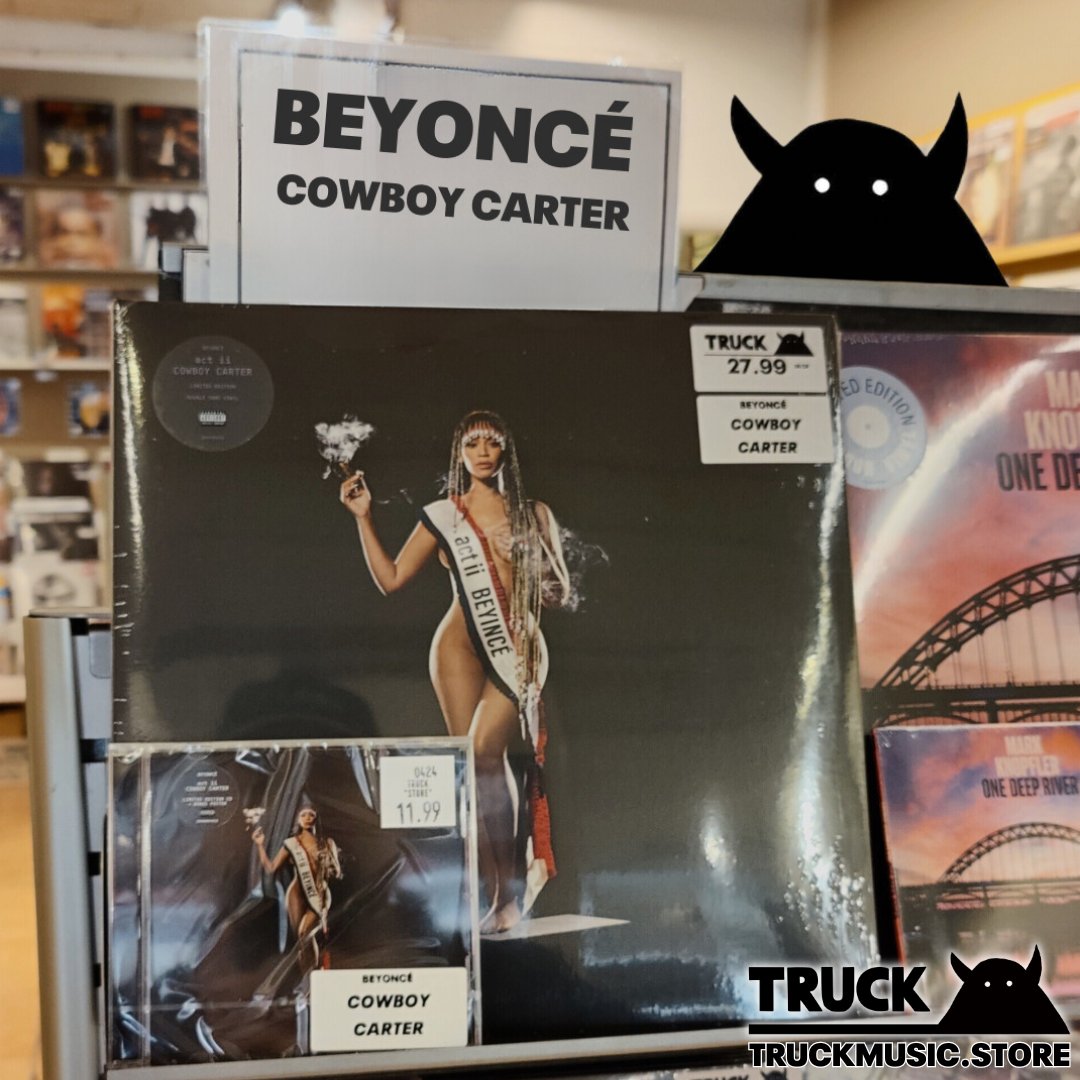 🤠Beyoncé is here!*🤠 Cowboy Carter is now available on CD and vinyl, including the single, 'Texas Hold 'Em'. Pick it up in store over the weekend or order/reserve a copy online: truckmusic.store/shop/back-cata… *Beyoncé herself is not here, but her album is.