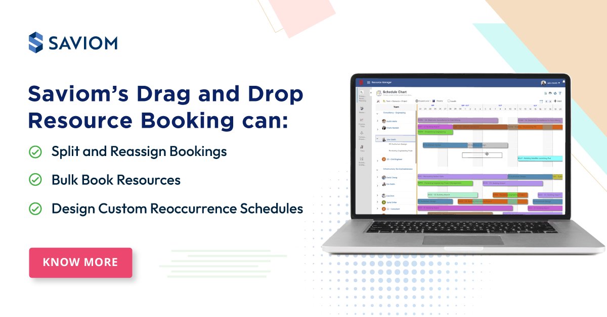 SaviomSoftware's tweet image. 💡Introducing Saviom’s dynamic drag-and-drop feature that helps identify and deploy resources to tasks effortlessly with just a few clicks. 👆🚀

🔗Click the link below to book your free personalized demo now! 🕢👍 bit.ly/saviom-rsch
#scheduleresources #resourcescheduling