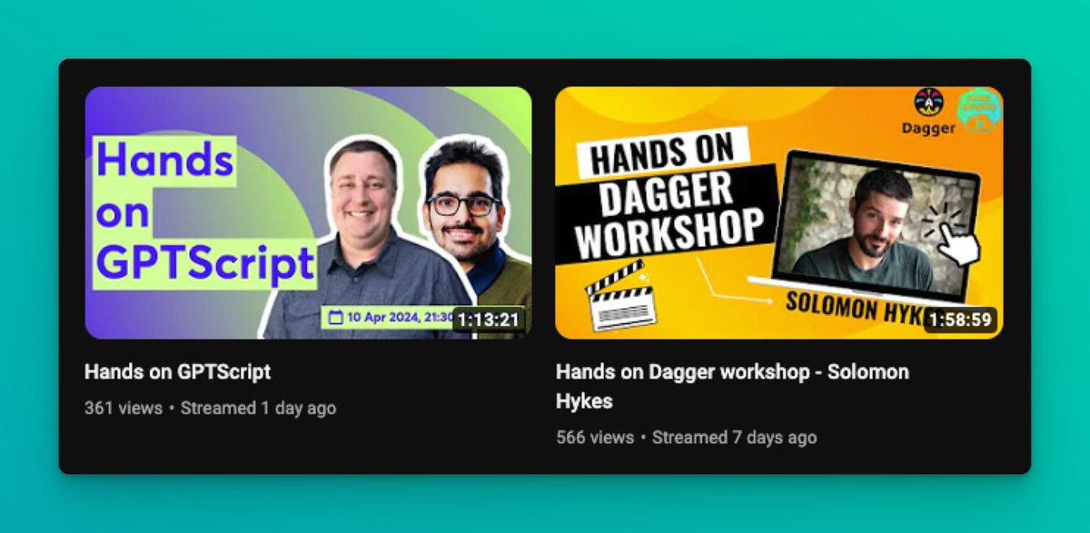 Looking to learn about something interesting this weekend? 🧐 We've got you covered! In these videos, we learn about two amazing & very recent tools from the cloud-native ecosystem - @dagger_io & @GPTScript_ai ! Watch now 👉 buff.ly/3xuRrGV