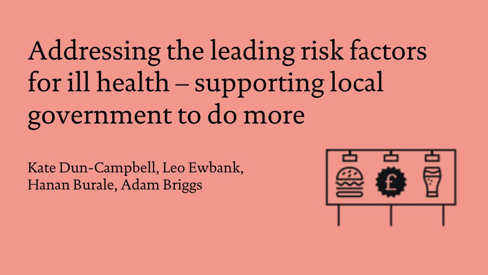 Tobacco, alcohol and unhealthy food are the three leading causes of preventable death in England, and key drivers of #HealthInequalities. Our briefing outlines five policy changes to support local government in addressing these risk factors. Read more 👇 health.org.uk/publications/r…