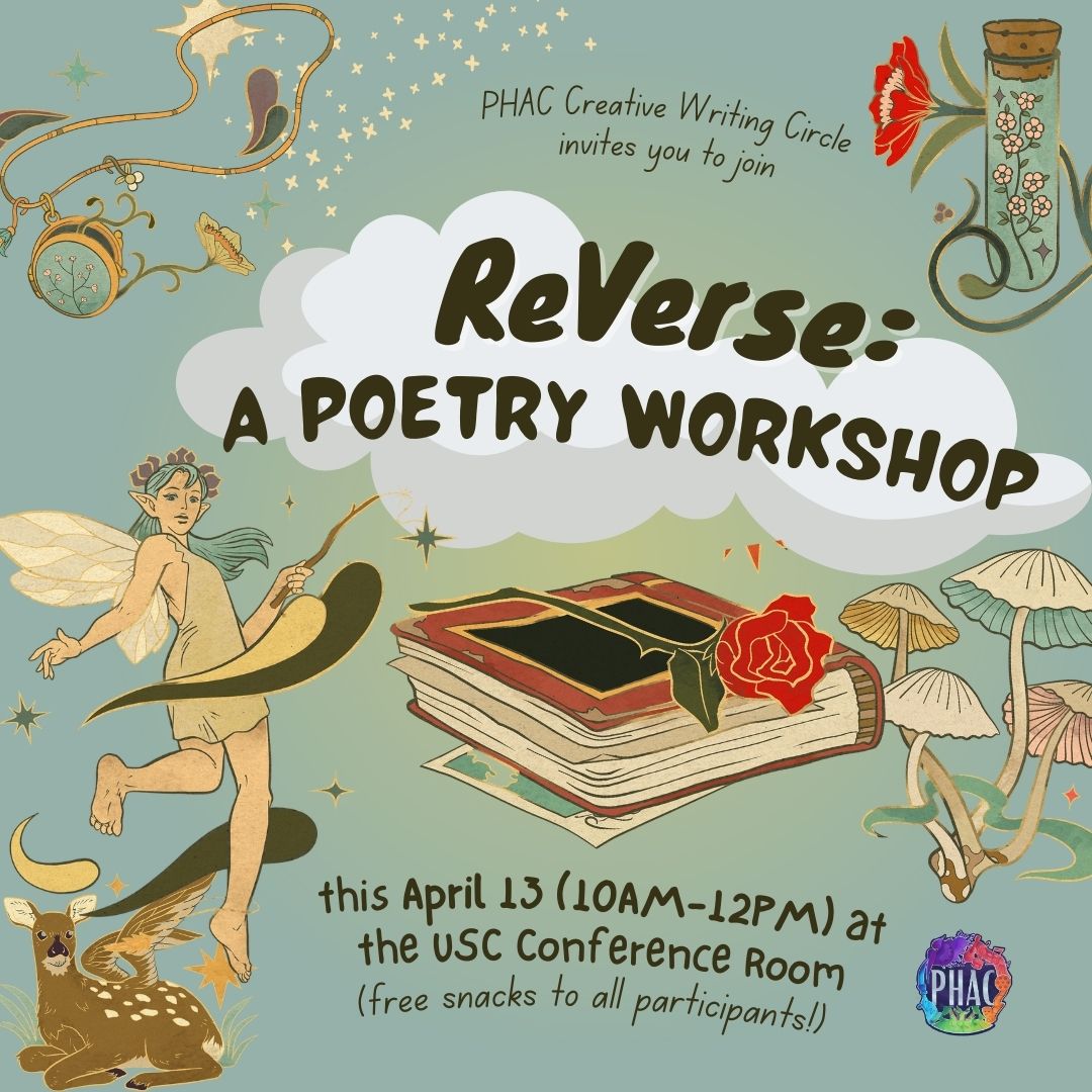 wildphacers's tweet photo. 💌 PHAC's Creative Writing Circle warmly invites all College of Public Health students to ReVerse: A Poetry Writing Workshop for Buwanang Sining. 💌 https://t.co/WWrsdkNFSt