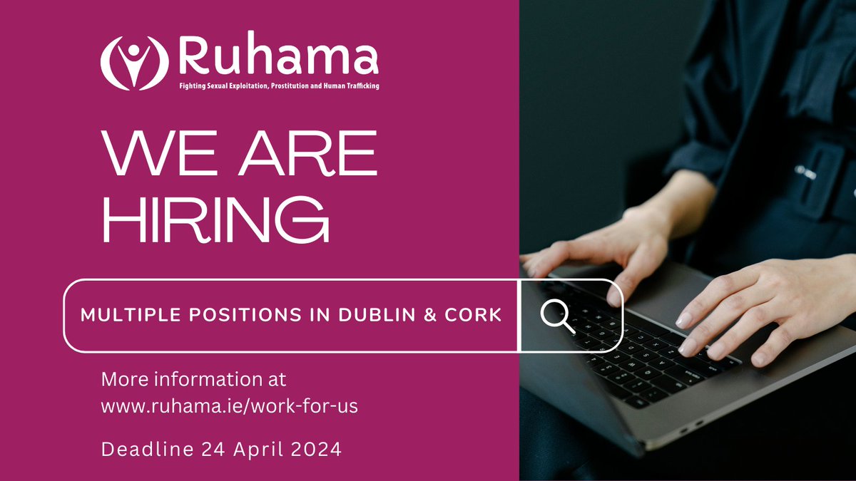 Ruhama is expanding! We are #recruiting a Service Manager, Peer Worker, and Caseworkers in #Dublin & #Cork 📣 For more info visit: ruhama.ie/work-for-us/ Deadline is 12:00pm on Wednesday 24th April 2024 #JobFairy