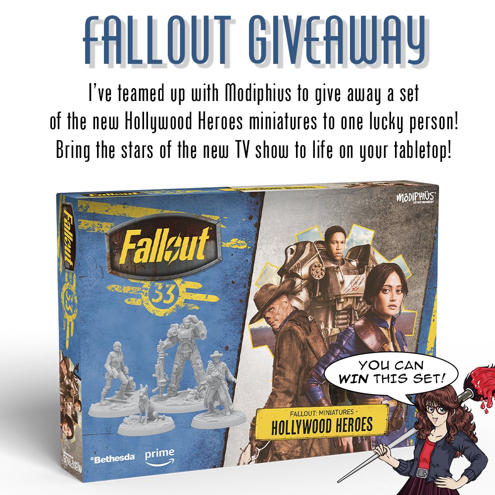 To celebrate the new Fallout TV series on Amazon, you can win a set of the Hollywood Heroes miniatures from Modiphius for the Fallout: Wasteland Warfare tabletop game! To enter: - Be following both @jewelknightjess and @Modiphius - Retweet this - Tag a vault-mate in a reply!