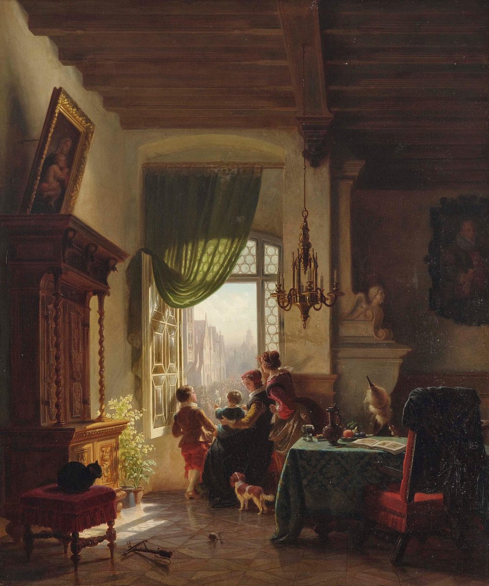 CARL HEINRICH HOFF (German, 1838-1890) Carl Heinrich Hoff, the Elder, was a gender painter born in Mannheim. He studied between 1855 and 1858 with J.W. Schirmer and Des Coudres at the Carolsruhe School of Fine Arts.. Between 1858 and 1861 he was trained at the Düsseldorf Academy